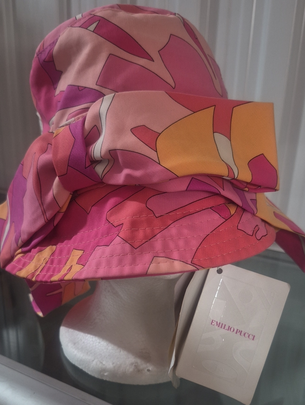Emilio Pucci Pink, Magenta & Yellow Abstract Print Bucket Hat